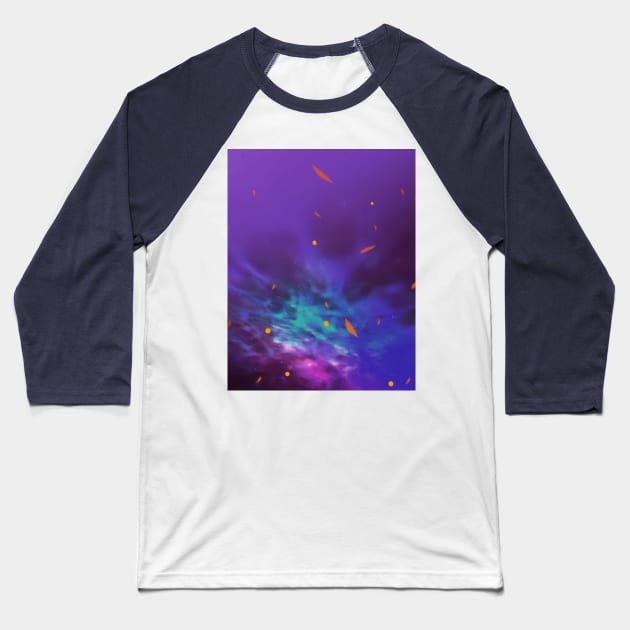 Purple Space Patrol Baseball T-Shirt by Odd Bird Arts